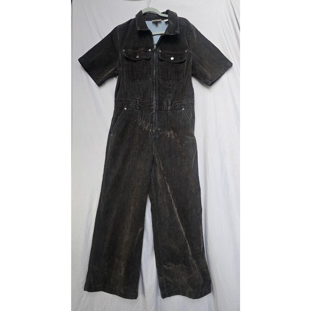 Universal Thread Jumpsuit Womens 12 Olive Velour Short Sleeve Zip Front Utility